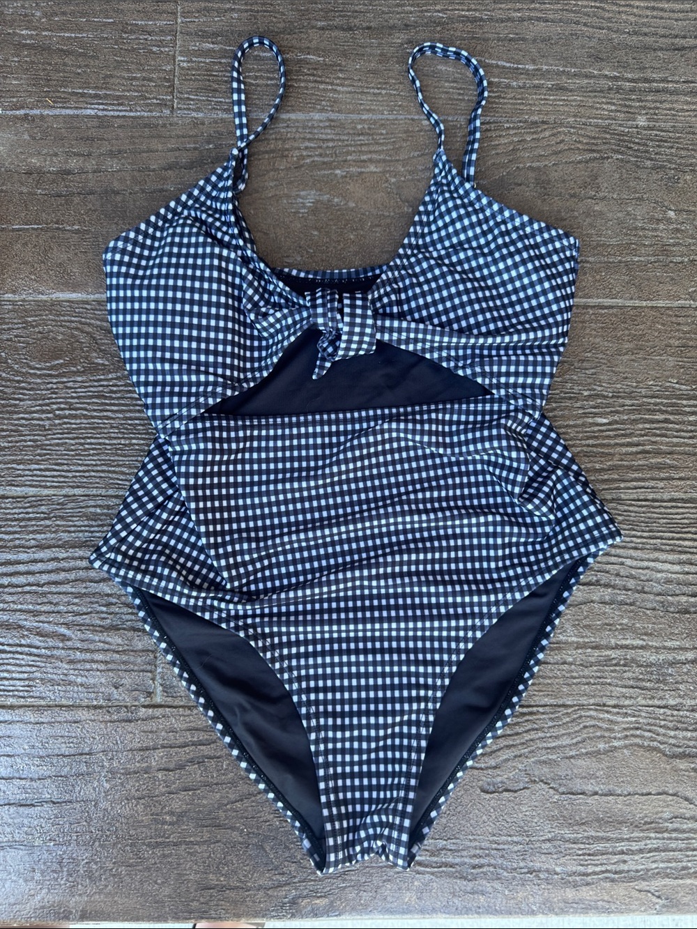 Navy and White Gingham One-Piece Swimsuit